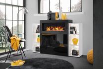 Komoda ASM, balta/juoda, 90 cm x 40 cm x 102 cm