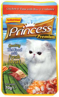 Mitrā kaķu barība Princess, zivs, 0.07 kg