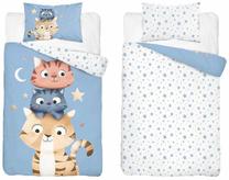 Vaikiškas patalynės užvalkalų komplektas Kittens PPG-162, mėlyna sp./balta sp./rusva sp., 120 x 90 cm