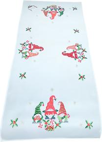 Kalėdinis stalo takelis stačiakampė Gnomes, balta sp./raudona sp./žalia sp., 40 x 200 cm