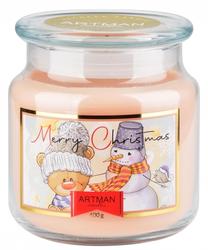 Kalėdinė žvakė, aromatinė Mondex Jar, 75 h, 400 g, oranžinė sp.