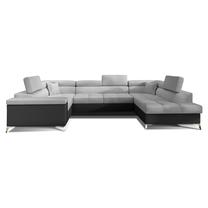 Kampinė sofa Thiago Sawana 21, Soft 11, juoda sp./pilka sp., dešininė, 350 x 202 cm x 90 cm