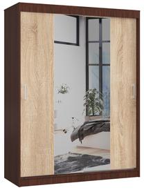 Spinta Akord 150 CLP, riešuto sp./sonoma ąžuolo sp./šviesiai ruda sp., 60 cm x 150 cm x 200 cm, su veidrodžiu