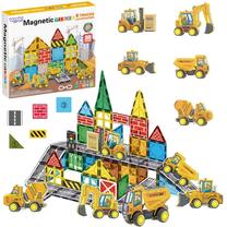 Magnetinis konstruktorius Woopie Tiles Construction Vehicles, 30 vnt., įvairių spalvų