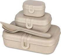Toiduainekarbi komplekt, söögiriistadega Koziol Pascal Ready, 2.5 l, pruunikas v., 3 tk