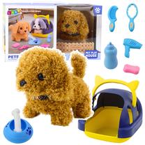 Игрушечное животное, c аксессуарами собака Lean Toys Pets Lovely, 15 см, коричневый цв.
