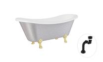 Vonia, laisvai pastatoma Besco Amelia Glam, 190 cm x 77 cm x 69 cm, ovalas, aukso sp./sidabro sp.