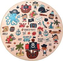 Paklājs iekštelpu Conceptum Hypnose Pirate 876CHL1177, daudzkrāsaina, 140 cm x 140 cm