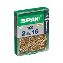Koka skrūve, universāls Spax, 2.5 x 16 mm, dzeltena krās., 100 gab.
