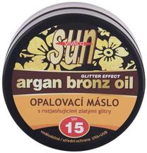 Kūno sviestas įdegio priežiūrai Vivaco Sun Argan Bronz Oil Glitter Effect Butter SPF15, 200 ml