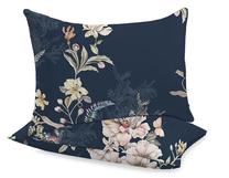 Pagalvės užvalkalas Rustilė Night Flower Garden 6116, šviesiai ruda sp./tamsiai mėlyna sp., 80 cm x 70 cm