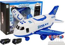 Žaislinis orlaivis su automobiliais Lean Toys Police Garage Series, 1:64, mėlyna sp./balta sp.