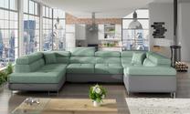 Kampinė sofa Letto Soro 34, Soft 29, žalia sp./pilka sp., kairinė, 340 x 202 cm x 90 cm