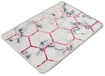Vonios grindų kilimėlis Foutastic Honeycomb, balta sp./raudona sp./pilka sp., 60 cm x 40 cm