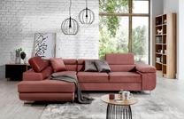 Kampinė sofa Anton Monolith 63, rožinė sp., kairinė, 202 x 275 cm x 90 cm