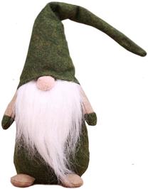 Kalėdinė dekoracija ECarla Gnome KSN22ZIE, 44 cm, balta sp./žalia sp.