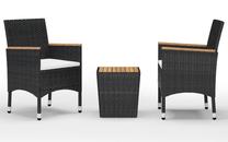 Āra mēbeļu komplekts VLX Bistro Set, melns krās./krēmkrāsas krās., 2 sēdvietas
