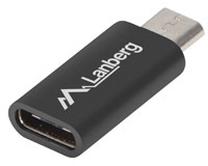 Adapteris Lanberg USB-C Female 2.0 To Micro USB Male AD-UC-UM-01 USB-C female, Micro USB male, melna krās.