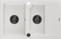 Кухонная мойка Mexen Gaspar White+Black, гранит, 73 см x 47 см x 17.7 см, белый цв./черный цв.