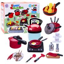 Rotaļu virtuves piederumi, virtuves iekārtu komplekts Lean Toys Happy Kitchen, sarkana krās.