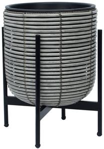 Gėlių vazonas Home4you Wicker 38105, plastikinis/metalas, Ø 30 cm, pilka sp.