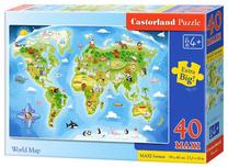 Dėlionė Castorland MAXI World map, 59 cm x 40 cm, 40 vnt., įvairių spalvų