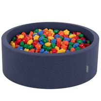Бассейн с шариками KiddyMoon Round Ball Pit Round 600 Stars, 90 см x 90 см, 600 шт, синий цв./многоцветный