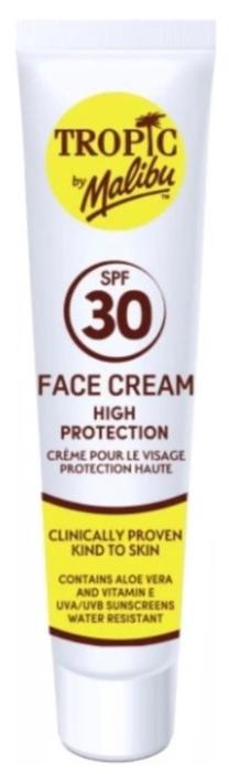 Kremas įdegio priežiūrai veidui Malibu Tropics SPF30, 40 ml