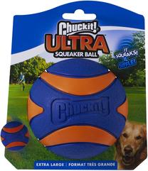 Игрушка для собаки, мячик Chuckit! Ultra Squeaker, 9 см, Ø 9 см, синий цв./oранжевый цв., XL