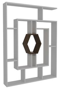 Pastatoma lentyna Kalune Design Labrina 875ZNA3629, balta sp./riešuto sp., 134 cm x 22 cm x 134 cm