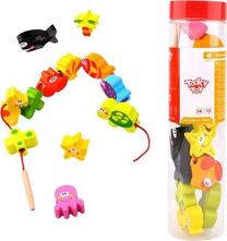 Набор для творчества, деревянные бусы, морские животные Tooky Toy, многоцветный