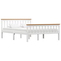 Lova pusantros vietos VLX Solid Pinewood, 140 x 200 cm, ruda sp./balta sp., be čiužinio, su grotelėmis