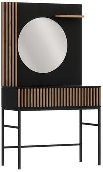 Kosmetinis staliukas Meorati 85, juoda sp./tamsaus ąžuolo sp., 155 cm x 85 cm x 60 cm