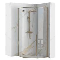 Dušo kabina Rea Diamond, kampinė, be padėklo, 100 cm x 100 cm x 195 cm, aukso sp./grūdintas