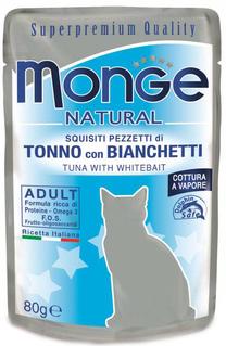 Mitrā kaķu barība Monge Natural Tuna With Whitebait, zivs, 0.08 kg