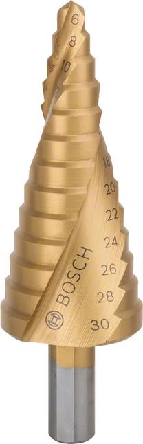 Ступенчатое сверло Bosch, металл, hss-tin, прямой, 6-30 мм x 9.3 см