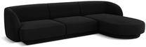 Kampinė sofa Micadoni Home Miley Velvet 4 Seats, juoda sp., dešininė, 259 x 155 cm x 74 cm