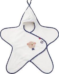 Bērnu dvielis BabyFehn Teddy Bear Swaddle, zila krās./balta krās., 80 cm x 70 cm
