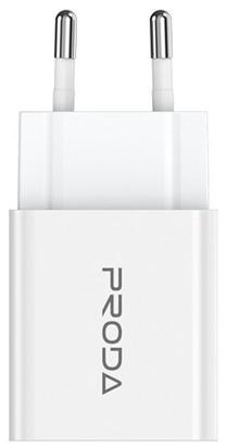 Telefono įkroviklis Proda PD-A38, USB Type C/USB, balta sp., 20 W