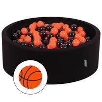 Бассейн с шариками KiddyMoon Foam Ball Pit Round 200 Balls, 90 см x 90 см, 200 шт, черный цв./oранжевый цв.