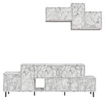 Svetainės baldų komplektas Kalune Design Hermes Carrara, vidaus, balta sp./pilka sp.