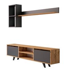 Svetainės baldų komplektas Kalune Design Beta Narin, vidaus, antracito sp./riešuto sp.