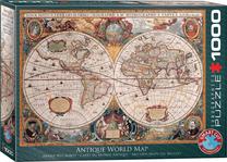 Dėlionė Eurographics Antique World Map, 48.9 cm x 67.3 cm, 1000 vnt., įvairių spalvų