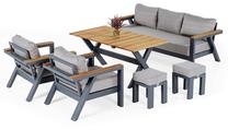 Lauko baldų komplektas Kalune Design Daisy Set, antracito sp./medžio sp., 1-7 vietų