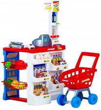 Rotaļlietu veikala komplekts EcoToys Supermarket, balts krās./sarkana krās.