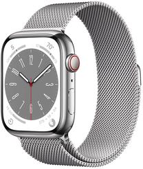 Viedais pulkstenis Apple Watch Series 8 GPS + Cellular 45mm Stainless Steel LT, sudraba krās.