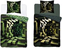 Patalynės užvalkalų komplektas Detexpol Glow In The Dark Minecraft PPE-111, mėlyna sp./žalia sp., 70 x 80 cm, 140 x 200 cm