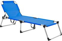 Lauko gultas VLX Extra High Folding Senior Sunbed 47912, mėlyna sp.