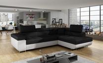 Kampinė sofa Anton Sawana 14, Soft 17, balta sp./juoda sp., dešininė, 202 x 275 cm x 90 cm