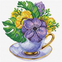 Набор для вышивки крестом Diamond Dotz Mauve Cup, желтый цв./зеленый цв./фиолетовый цв.